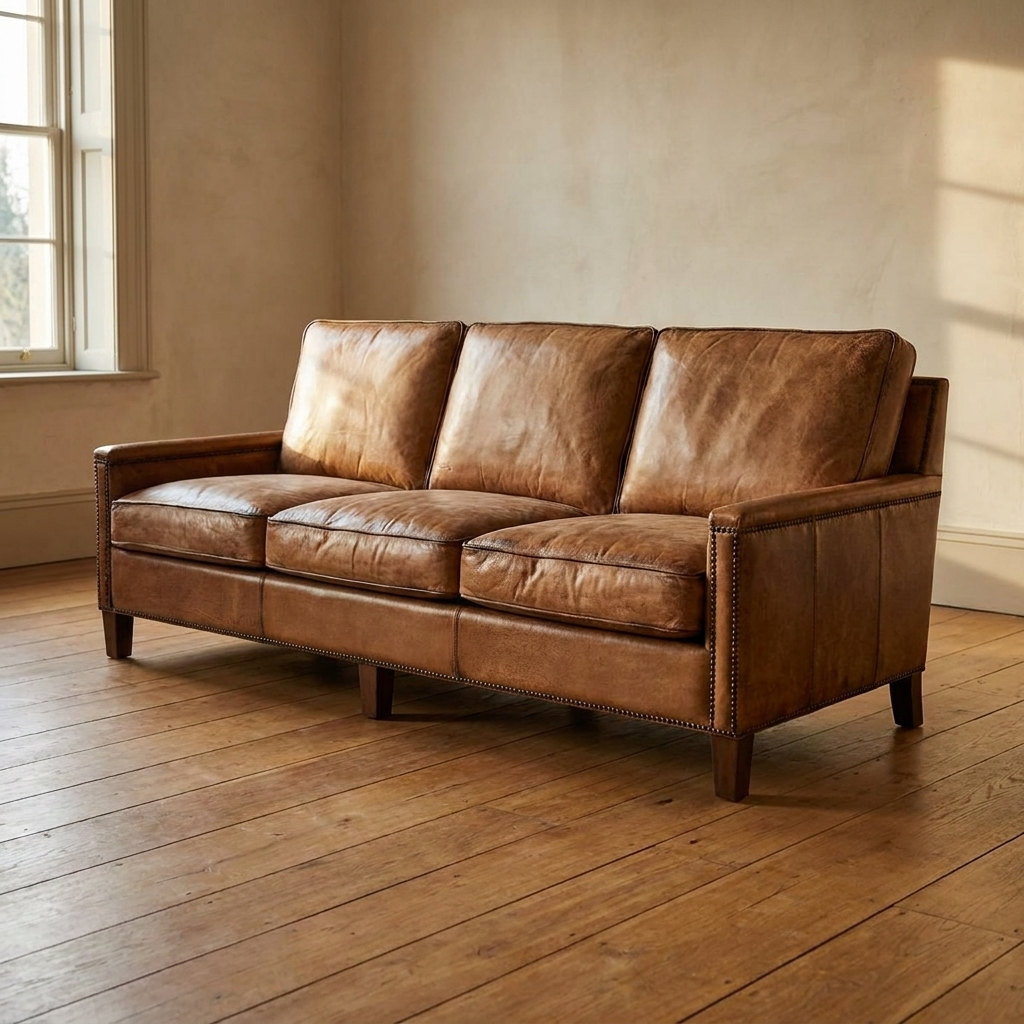 Lifestyle scene featuring Keswick Three Seater In Antique Buffalo. AI-generated supplementary image; refer to primary product photos for color and material accuracy.