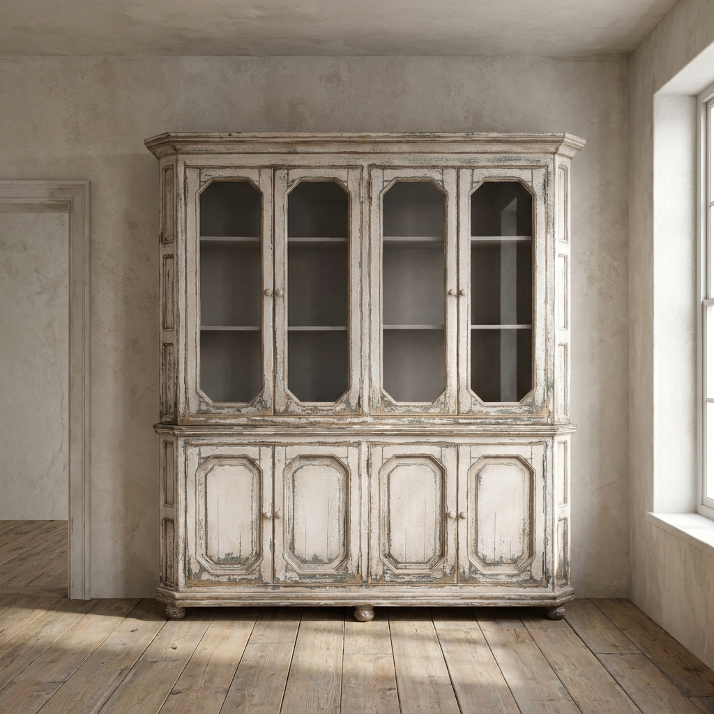 Lifestyle scene featuring Large Cabinet W/Glass & Panel Doors. AI-generated supplementary image; refer to primary product photos for color and material accuracy.