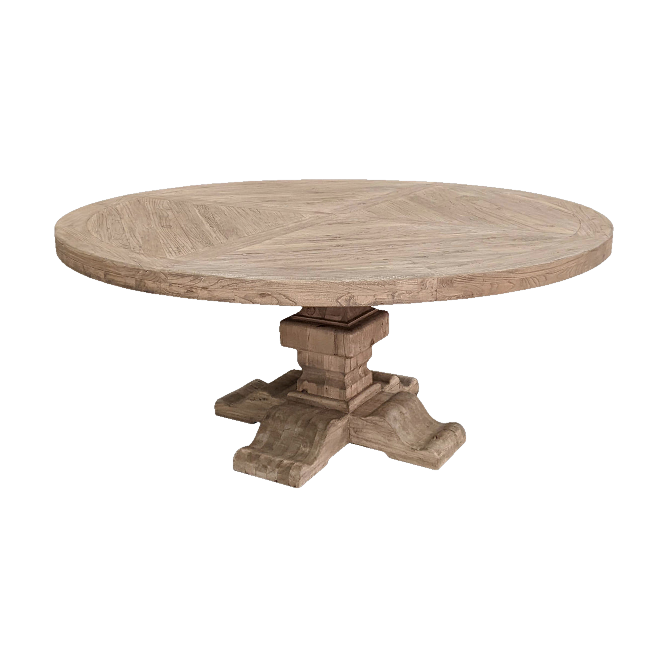 Large Round Dining Table Bleached Elm