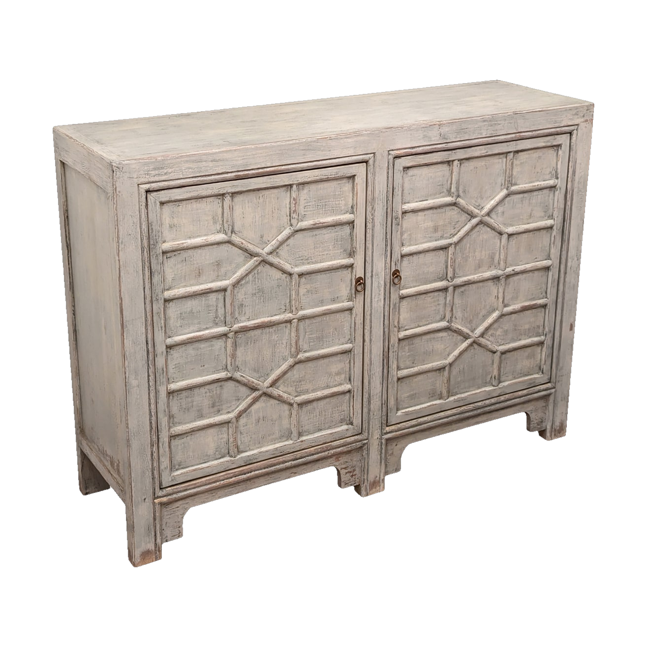 Lattice Front Cabinet Antique Blue
