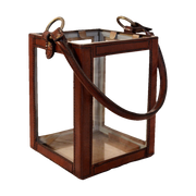 Leather & Brass Square Hurricane Med