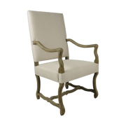 Linen High Back Armchair w. Oak Leg
