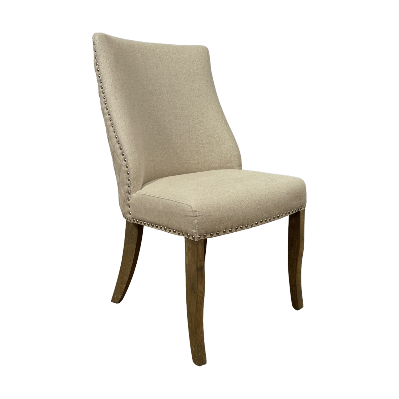 Linen Side Chair w/ Chrome Detail