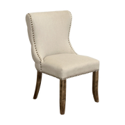 Linen Side Chair w/ Tufted Detail on Back