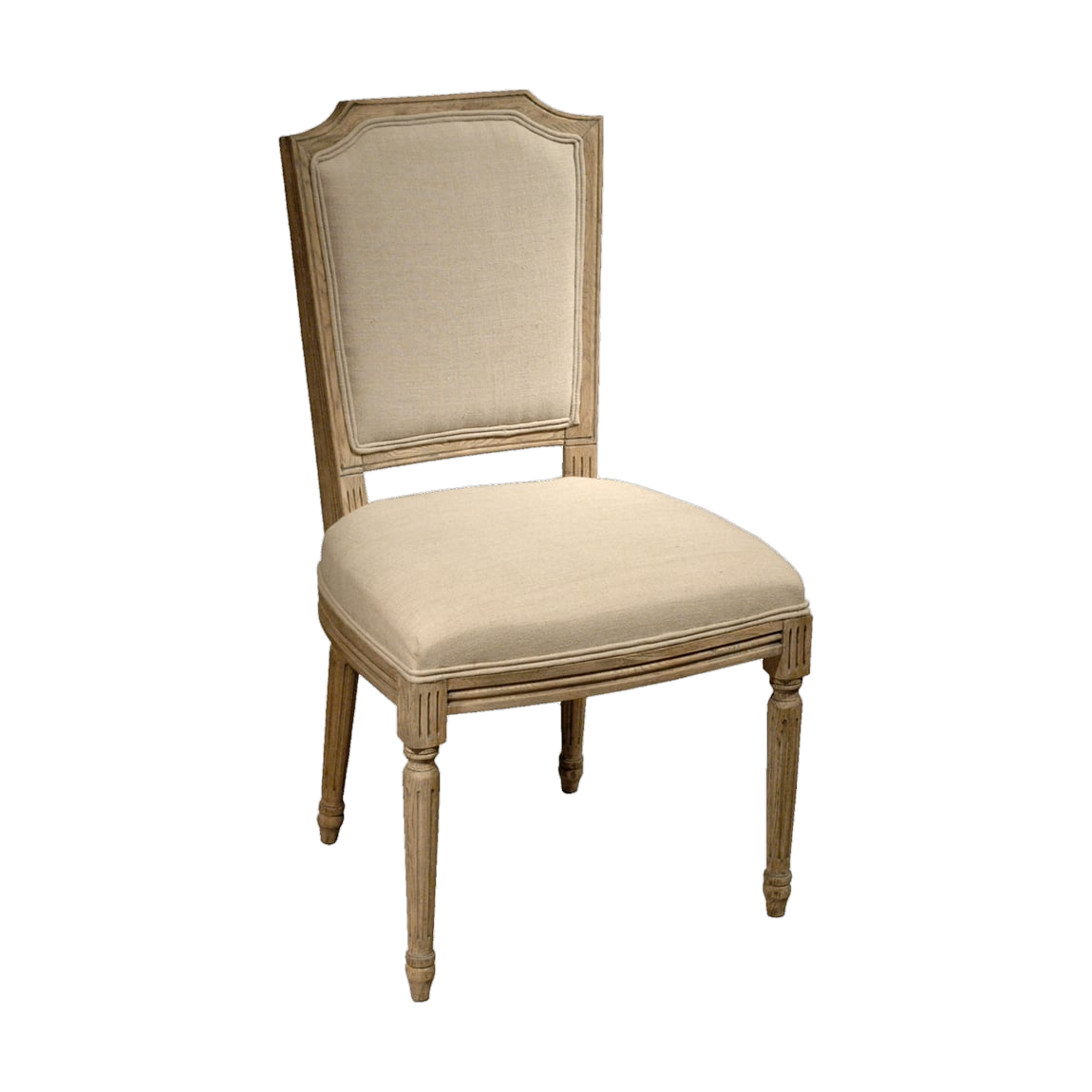 Linen Side Chair with Spindle Leg