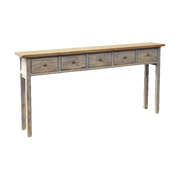 Narrow Five Drawer Console