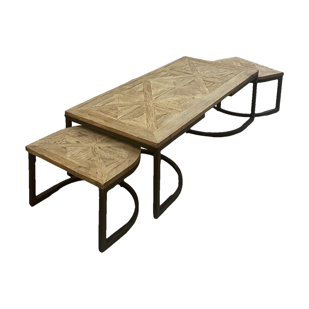 Nesting Oak & Iron Coffee Table