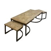 Nesting Oak & Iron Coffee Table