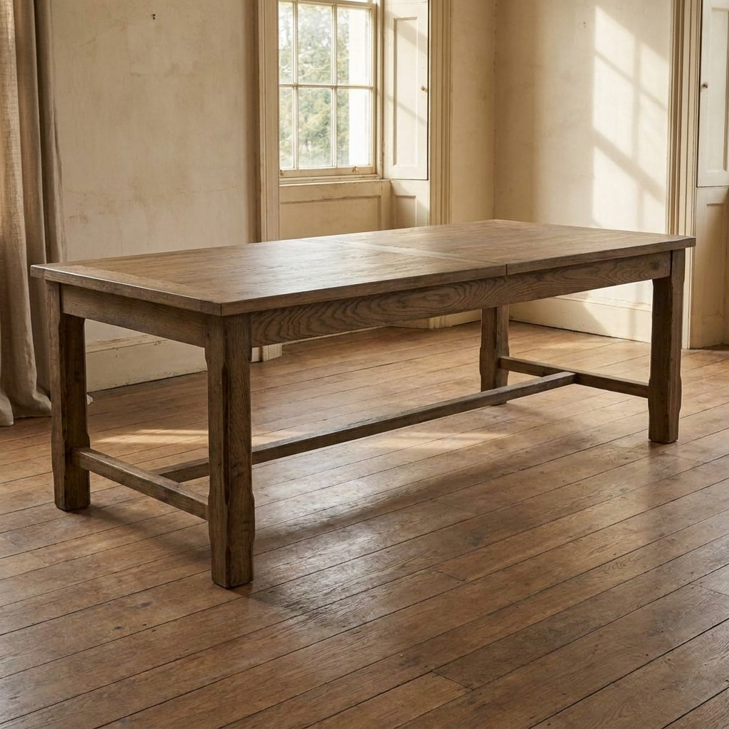 Lifestyle scene featuring Oak Extending Table With Square Leg. AI-generated supplementary image; refer to primary product photos for color and material accuracy.