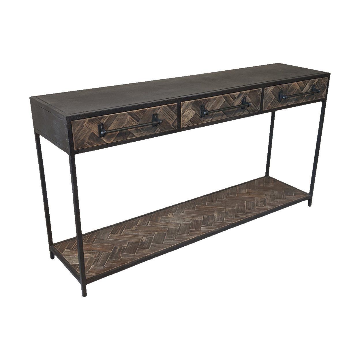 Old Pine and Iron Console Table