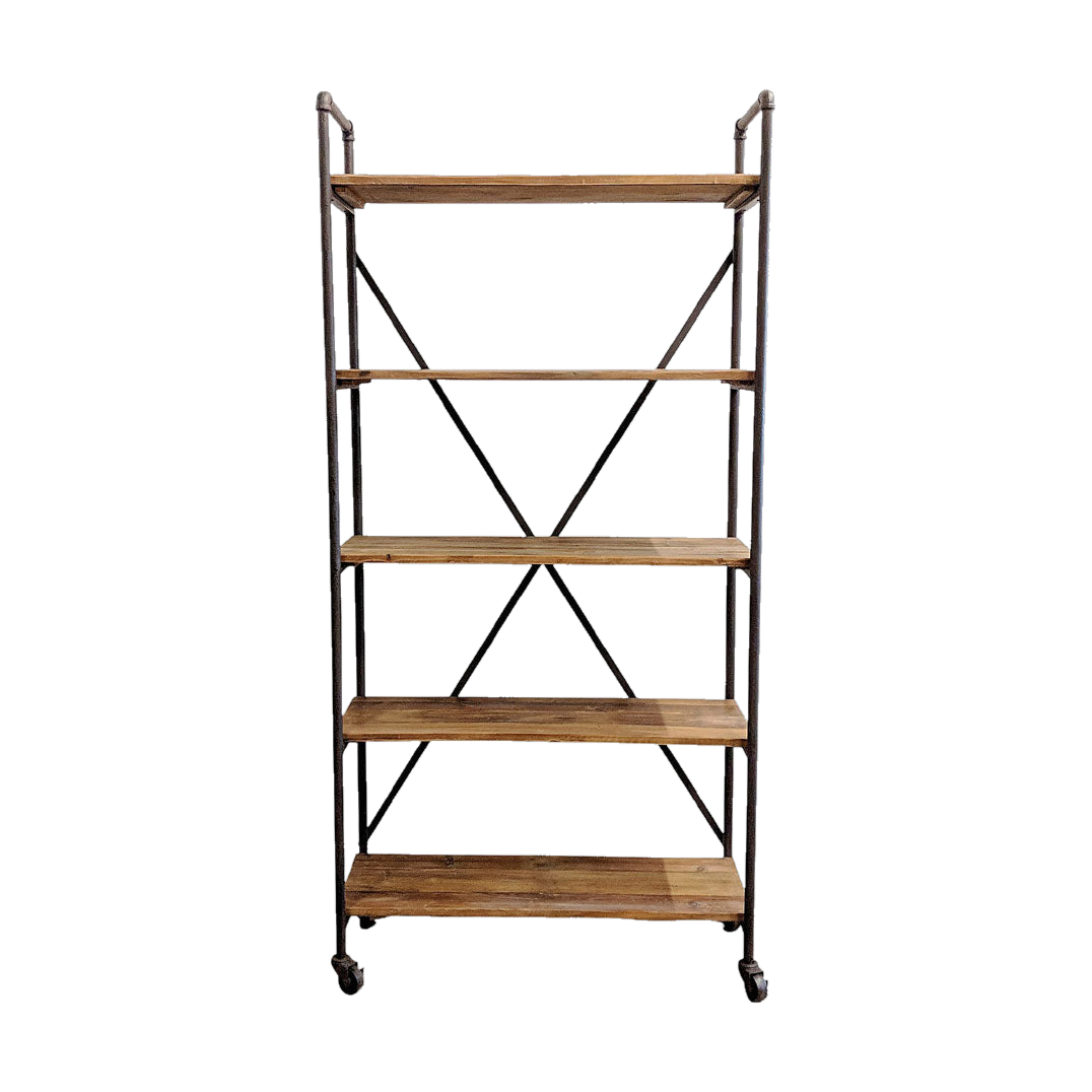 Old Pine and Iron X-Back Single Shelf