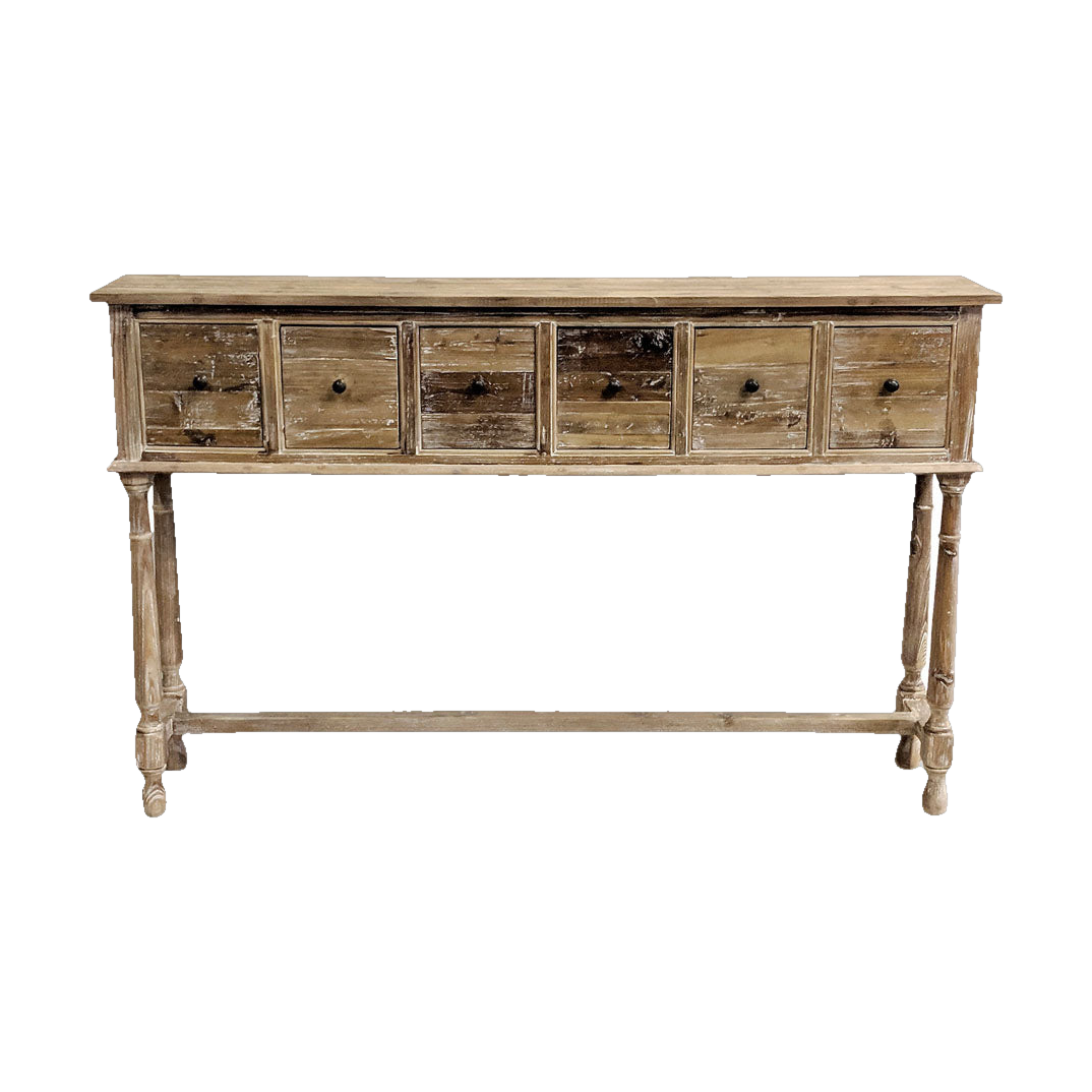 Old Pine Console with Drawers Washed