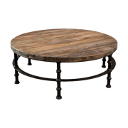 Old Pine/ Iron Round Coffee Table