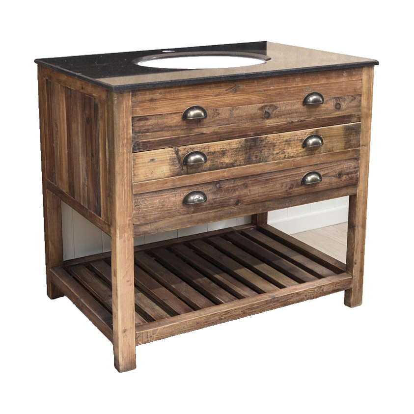 Old Pine Single Vanity with Black Granite