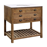 Old Pine Single Vanity with White Marble