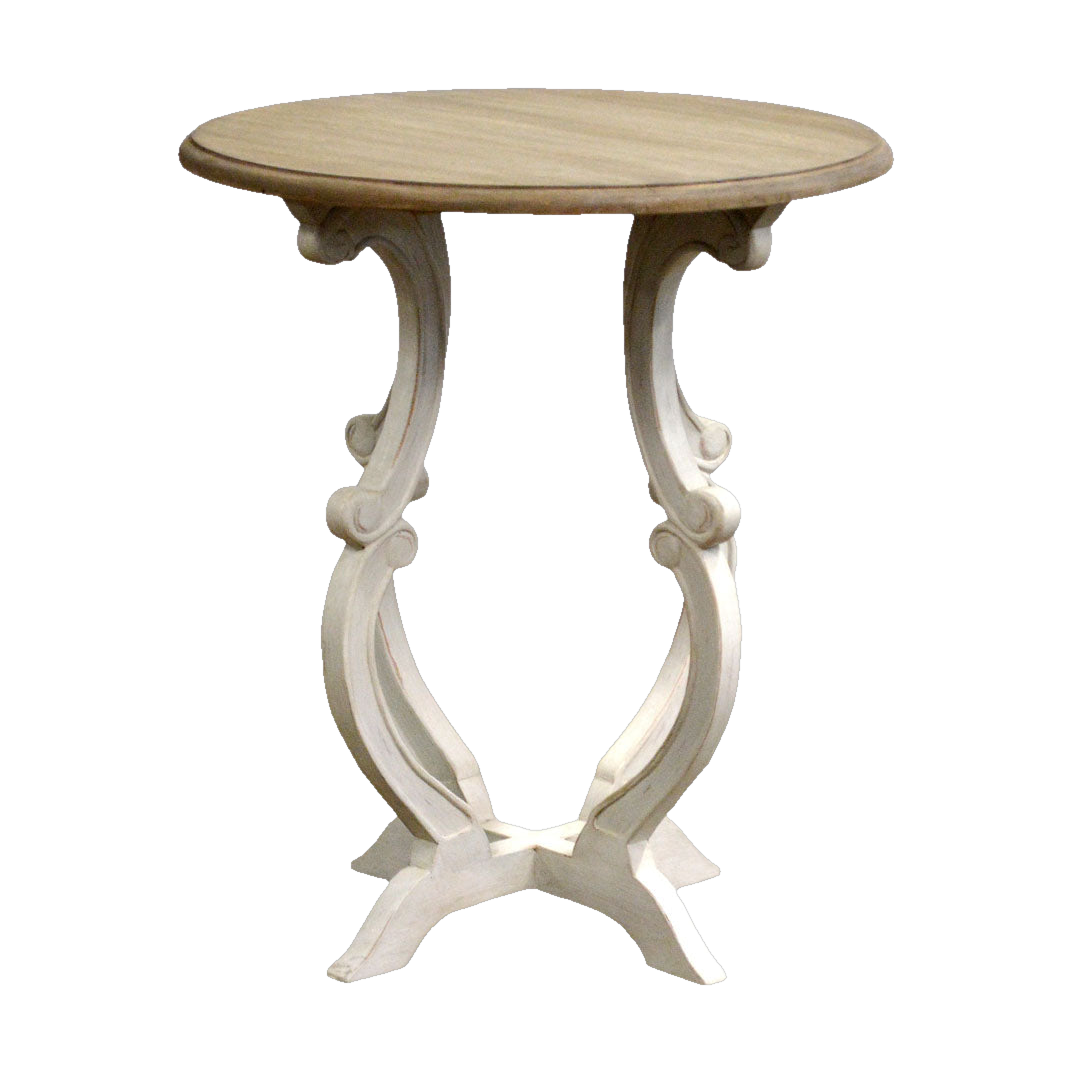 Olivet Side Table w/ Dist. White Base