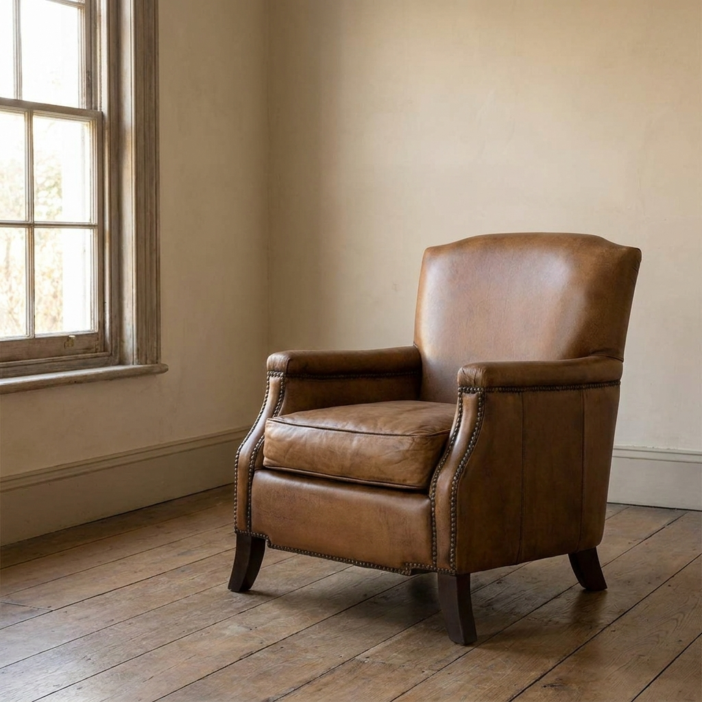 Lifestyle scene featuring Oxenholme Club Chair In Antique Buffalo. AI-generated supplementary image; refer to primary product photos for color and material accuracy.