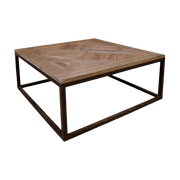 Parquet Top Coffee Table w/ Iron Base