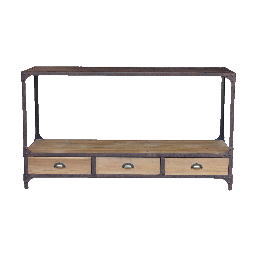 Pine & Iron Console w/ 3 Drawers