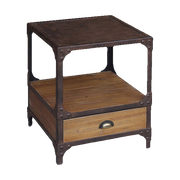 Pine & Iron Side Table w/ Drawer