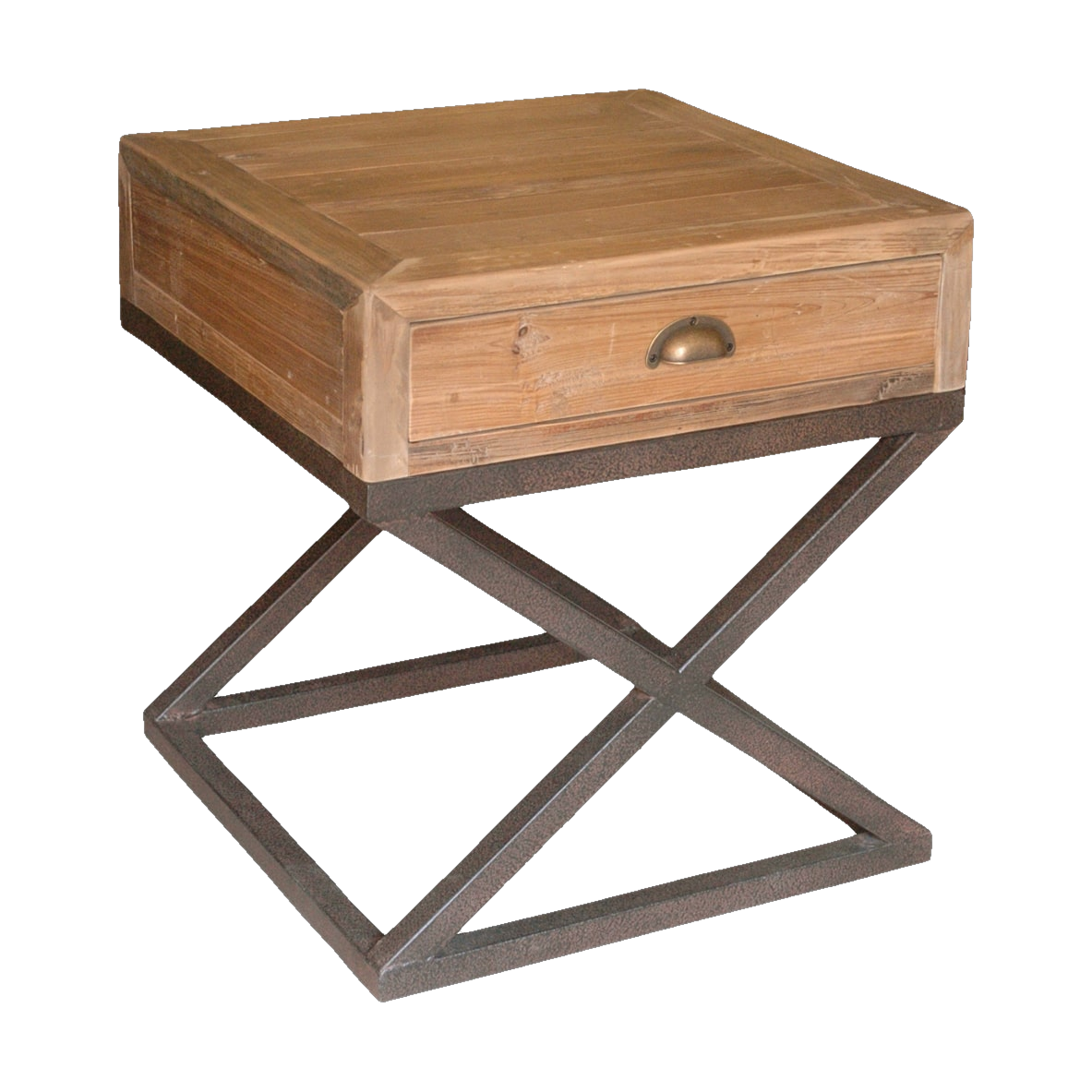 Pine Side Table w/ X Framed Base