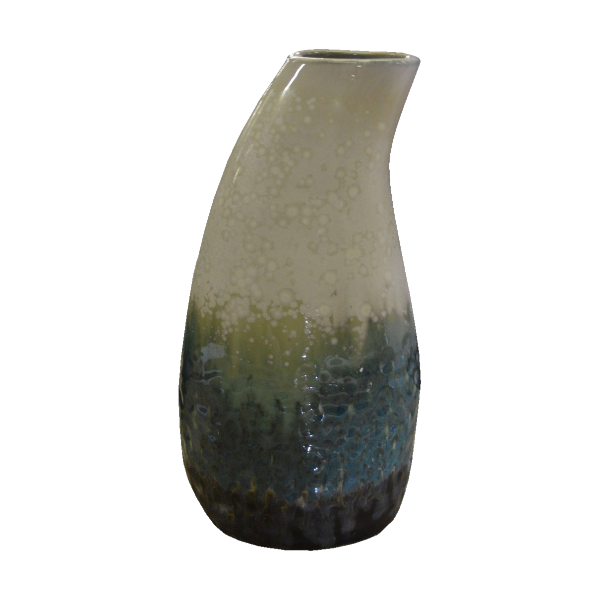 Porcelain Vase w/ Curve Sml Green & Whi