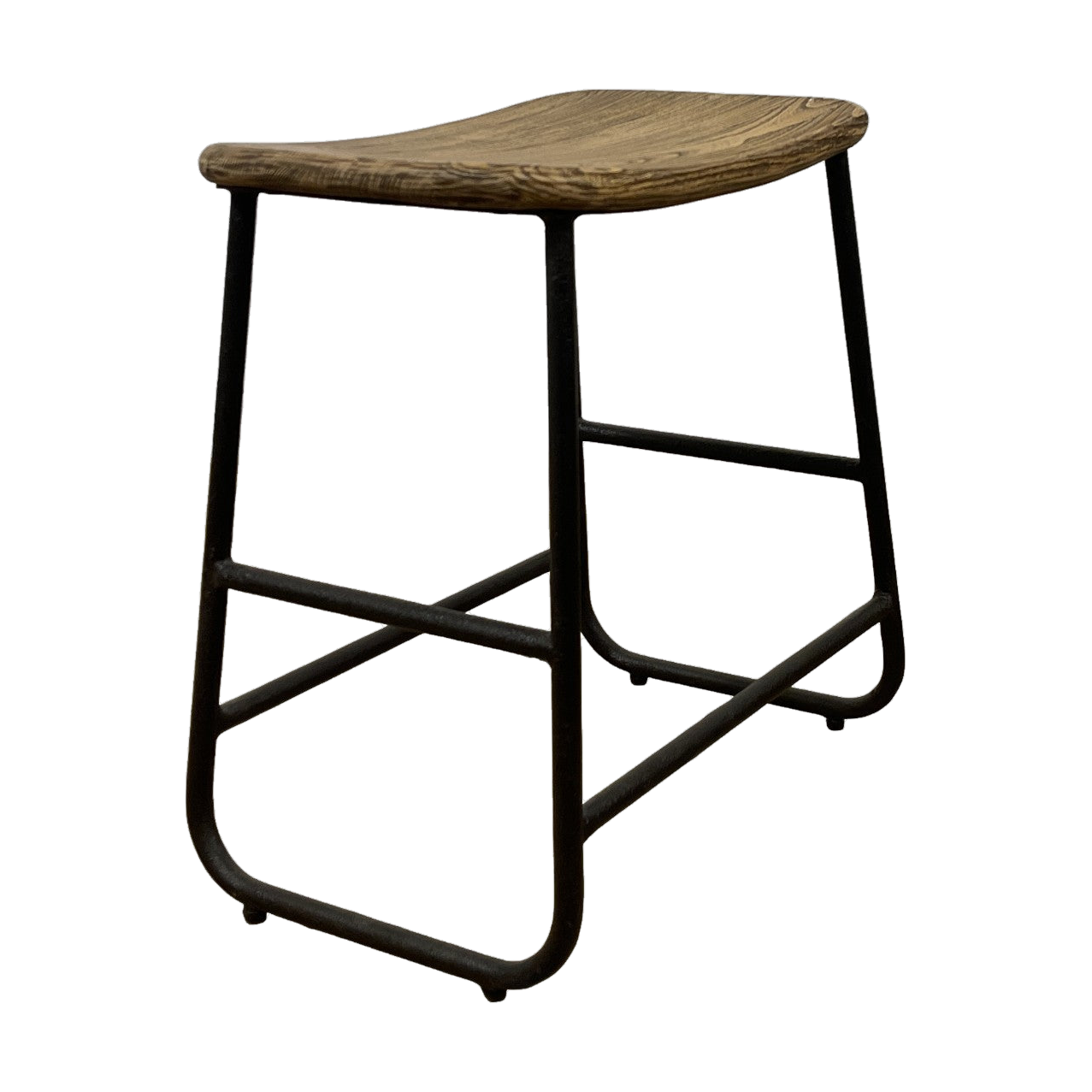 Reclaimed Elm and Iron Stool