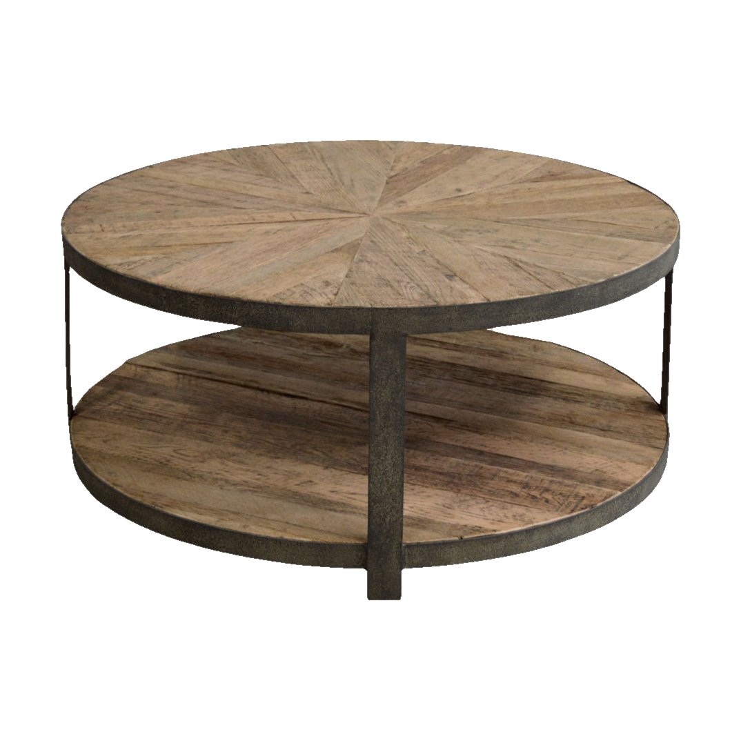 Reclaimed Oak & Iron Round Coffee Table