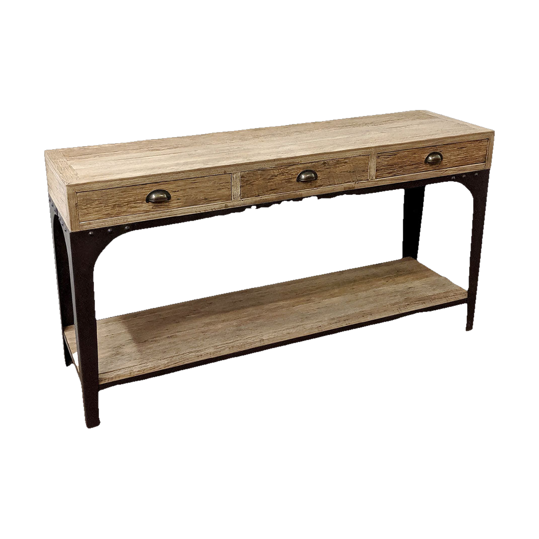 Reclaimed Oak Console Table with Shelf
