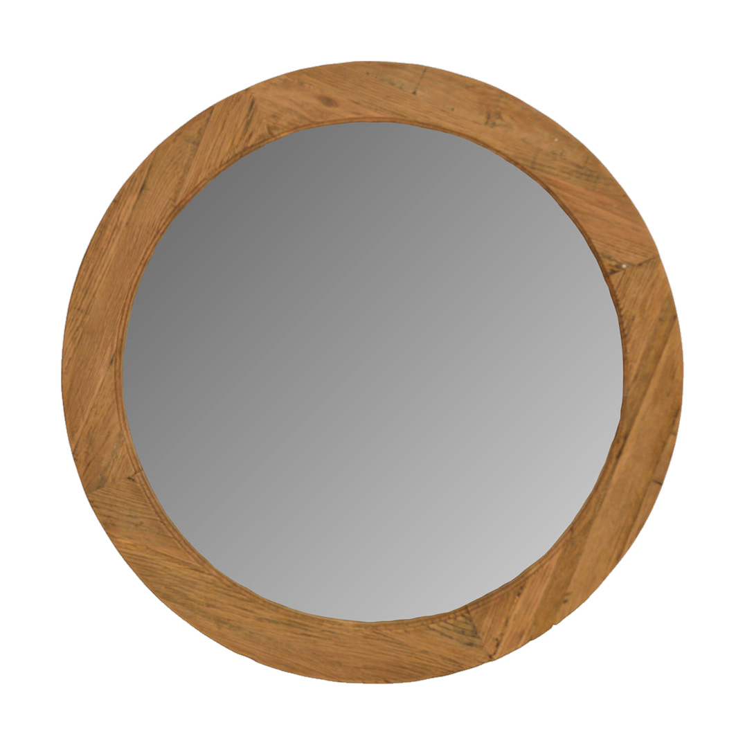 Reclaimed Oak Round Mirror Large
