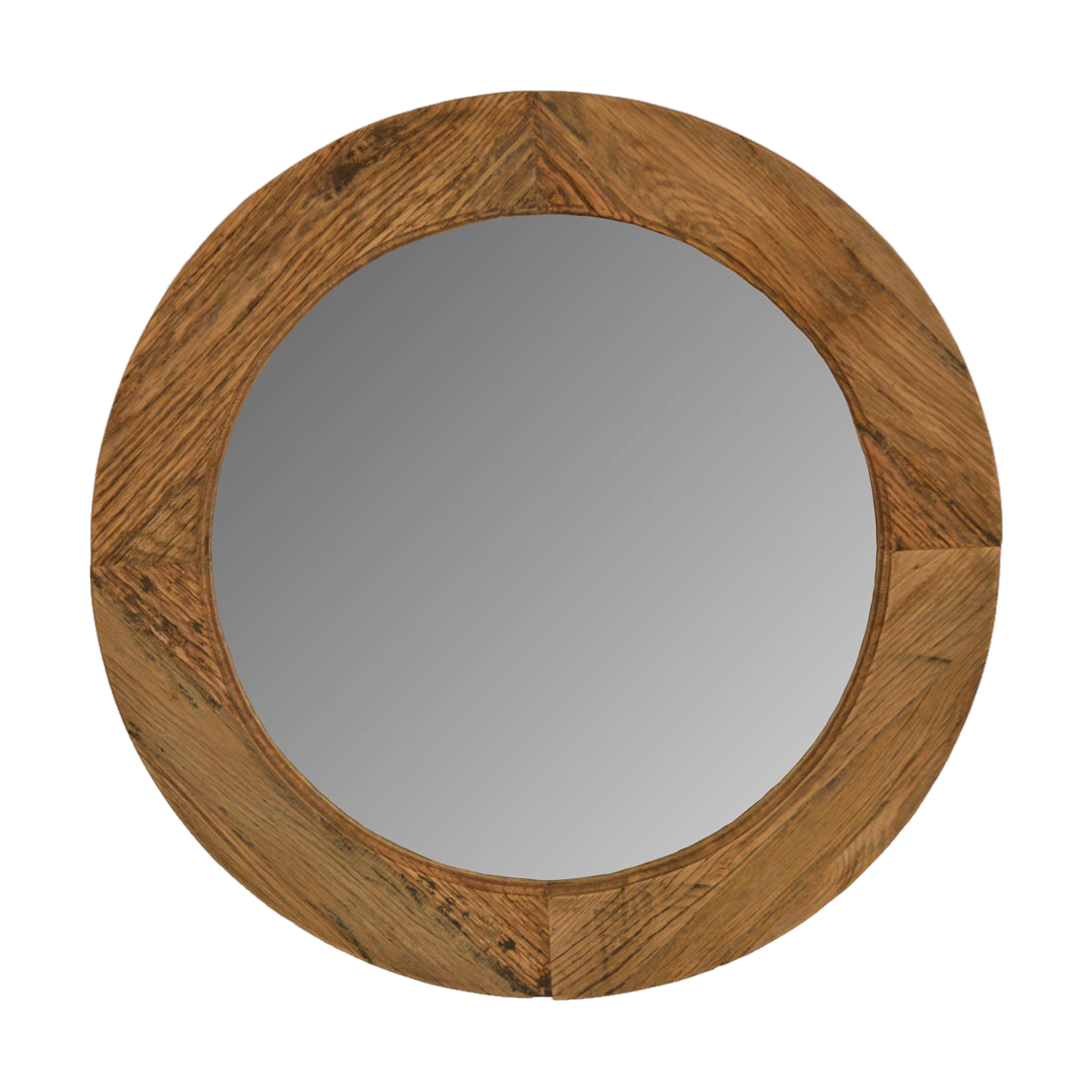 Reclaimed Oak Round Mirror Small