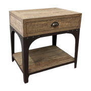 Reclaimed Oak Side Table with Shelf