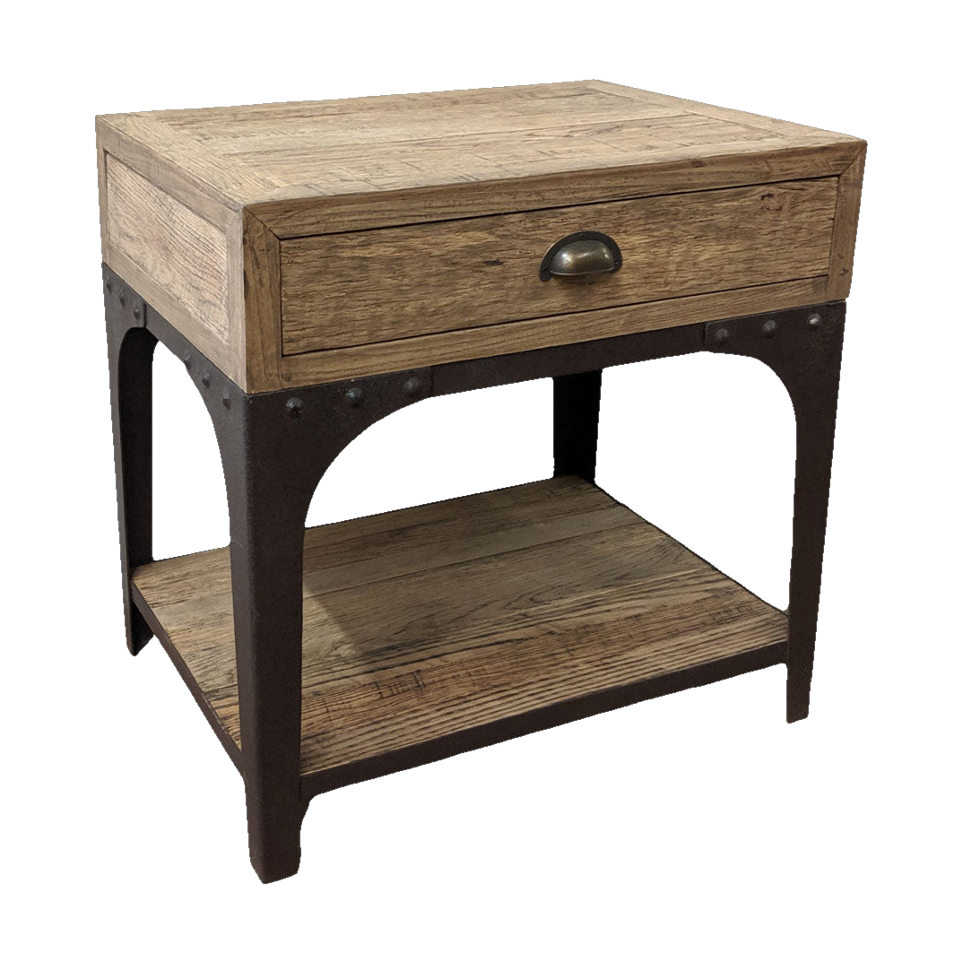 Reclaimed Oak Side Table with Shelf
