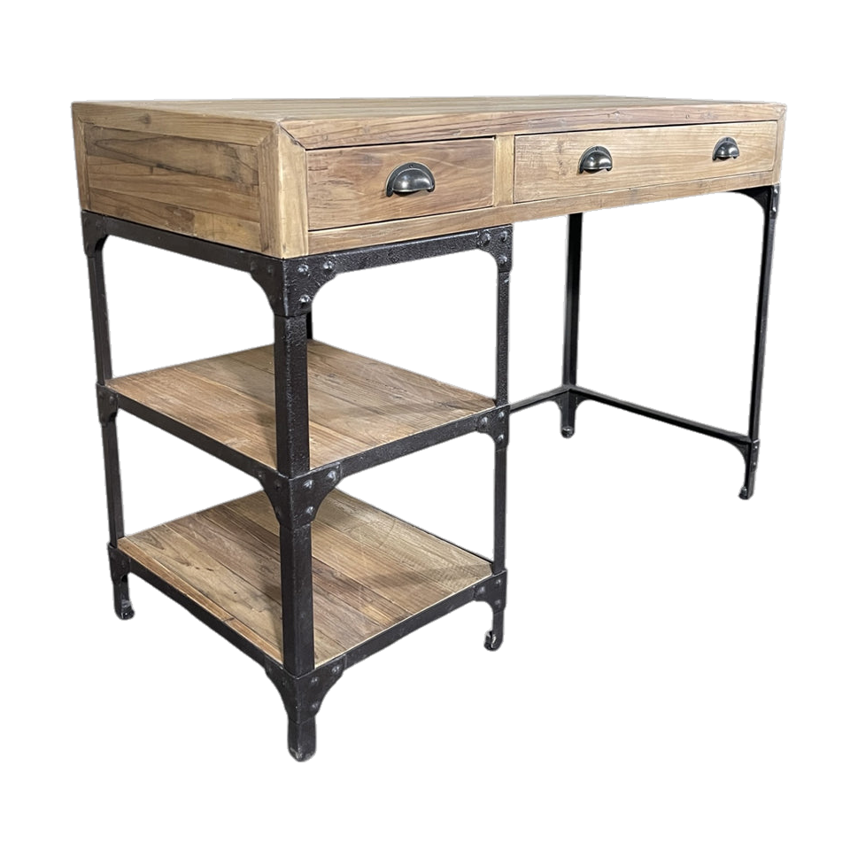 Reclaimed Pine & Iron Desk Small