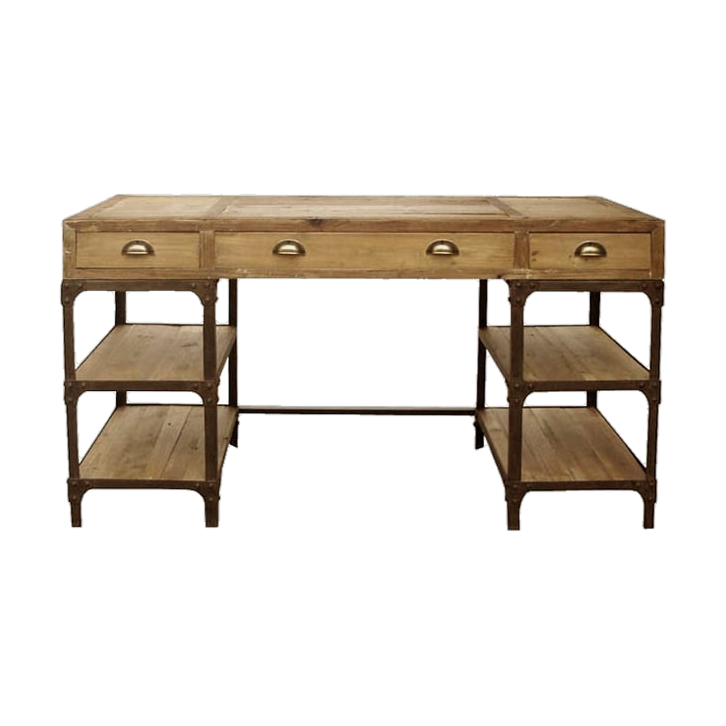 Reclaimed Pine and Iron Desk w/ Drawers