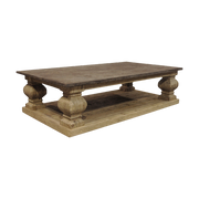 Reclaimed Pine Coffee Table w/ Stone Top