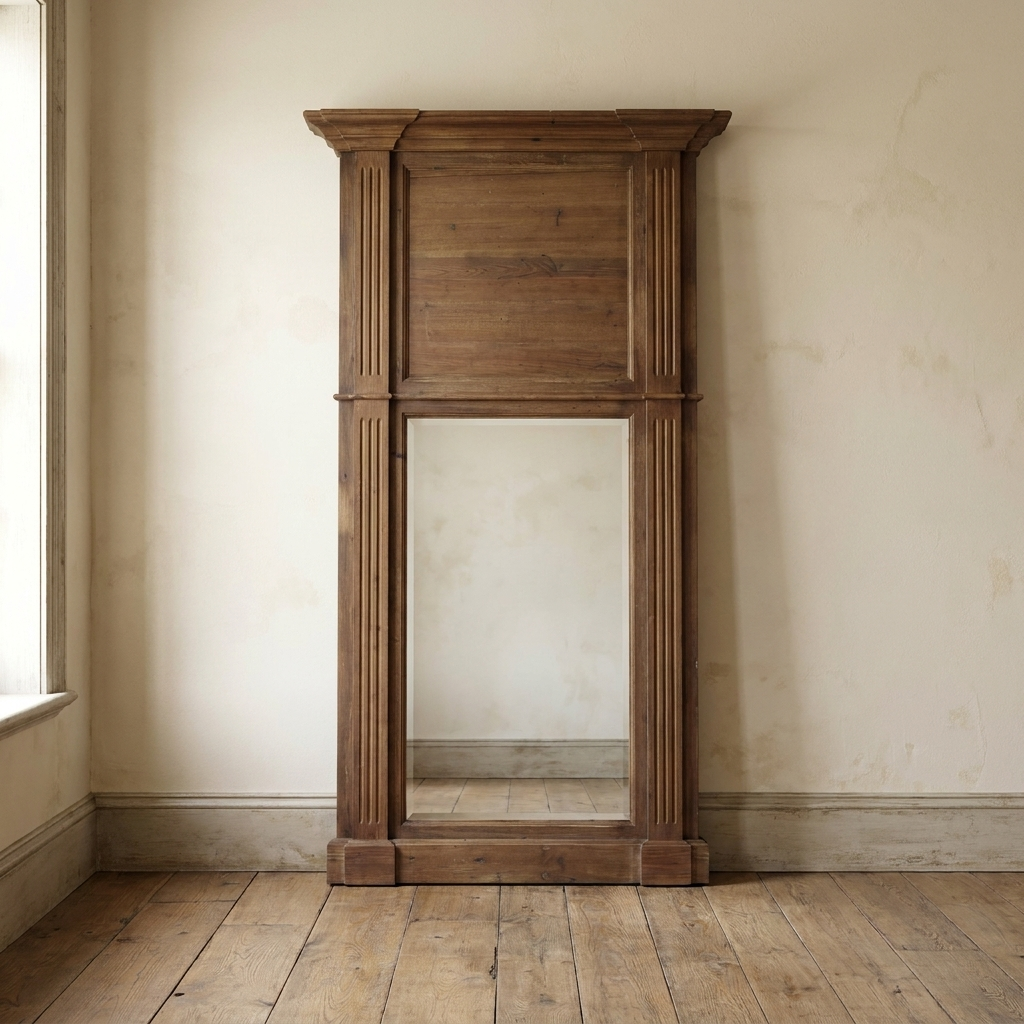 Lifestyle scene featuring Reclaimed Pine Mirror. AI-generated supplementary image; refer to primary product photos for color and material accuracy.