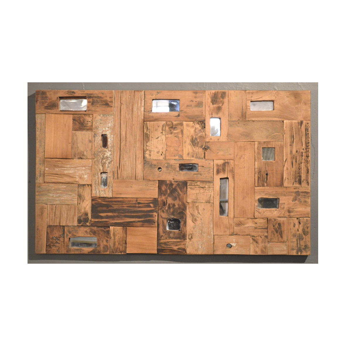 Rectangular Teak Decor w. Mirror Small