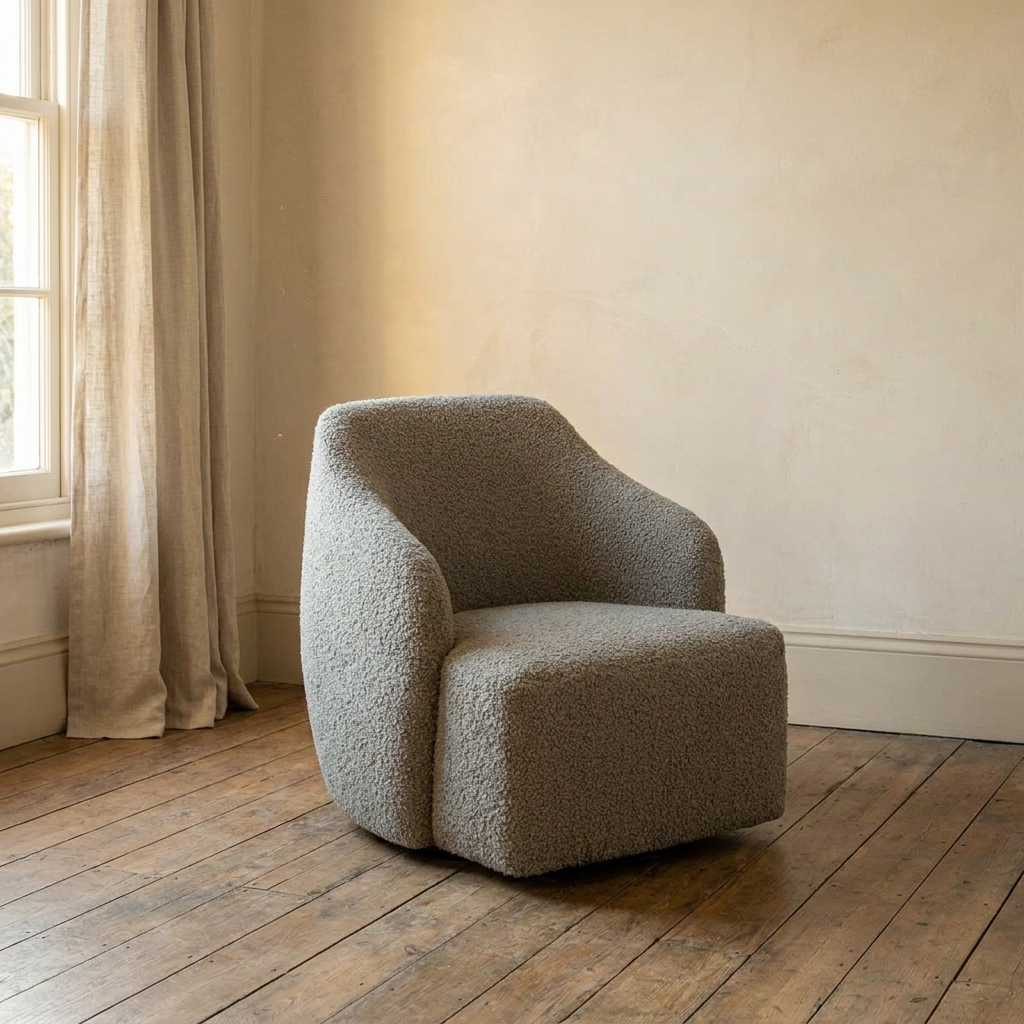 Lifestyle scene featuring Remi Swivel Chair. AI-generated supplementary image; refer to primary product photos for color and material accuracy.