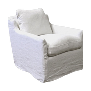 Rhone Swivel Chair w/ Belgium White Linen