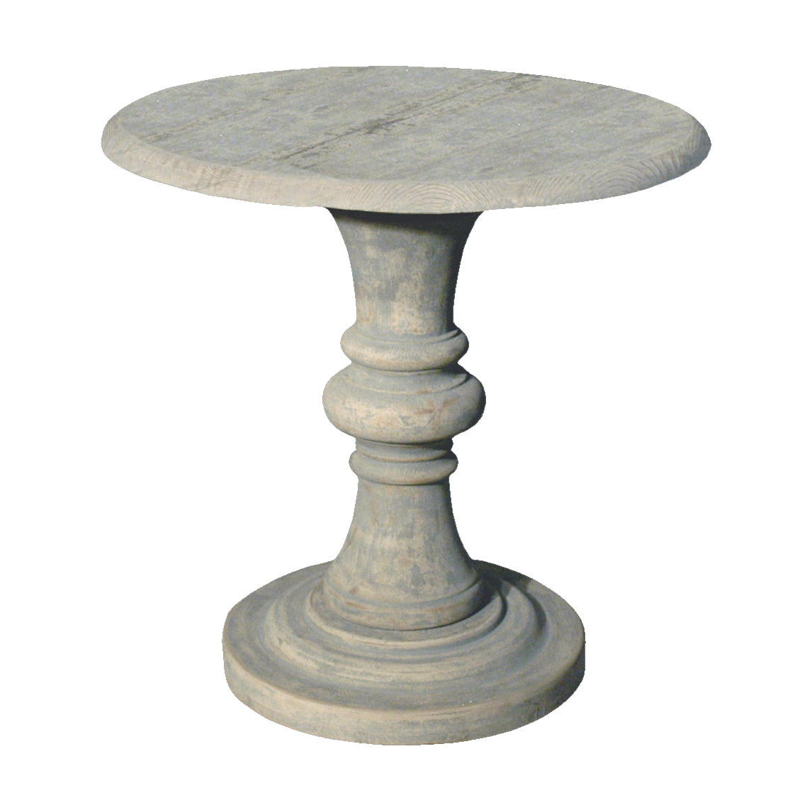 Round Side Table w Turned Base Dis. Grey