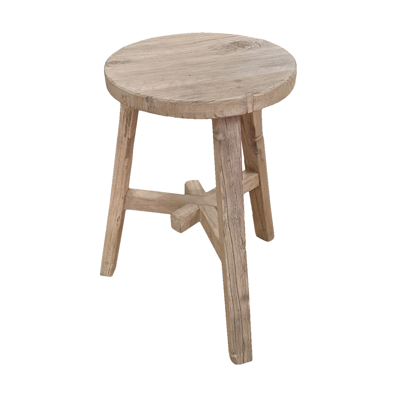 Round Stool in Reclaimed Bleached Elm
