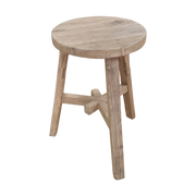 Round Stool in Reclaimed Bleached Elm