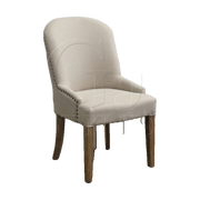 Rounded Back Dining Chair Ecru Linen