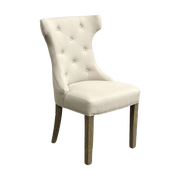 Scoop Back Ecru Linen Side Chair