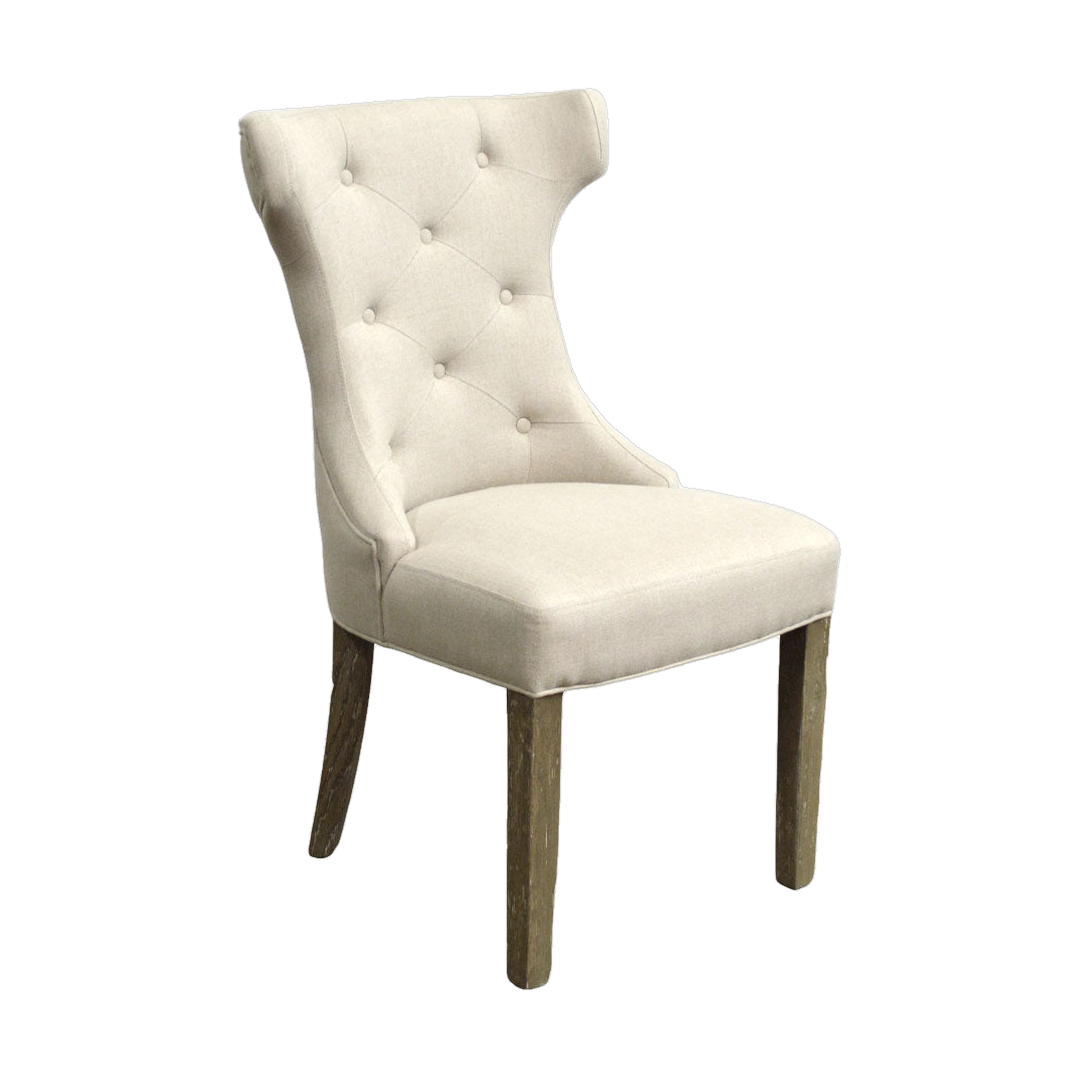 Scoop Back Ecru Linen Side Chair