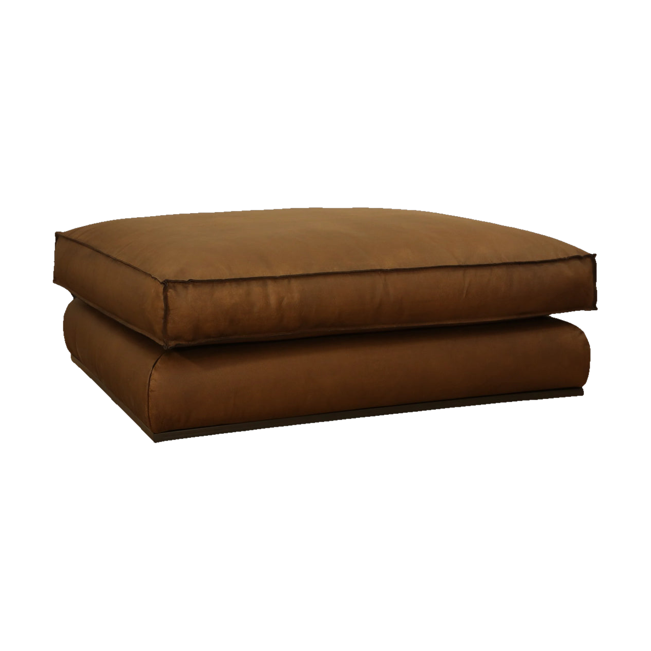 Sienna Ottoman in Matte Brown Leather
