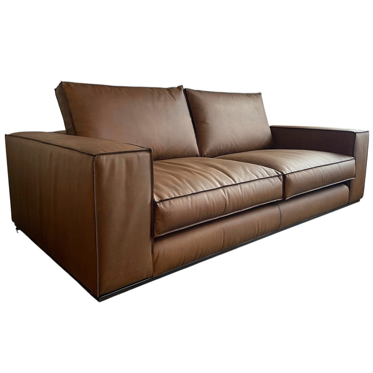 Sienna Sofa, Small in Matte Brown Leather