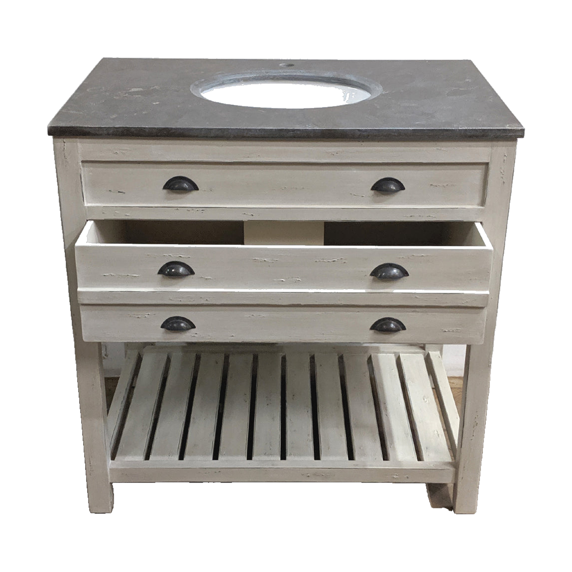 Single Vanity with Drawers & Shelf