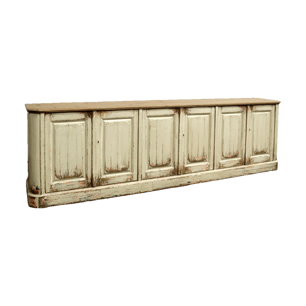 Six Door Panel Server Distressed Finish